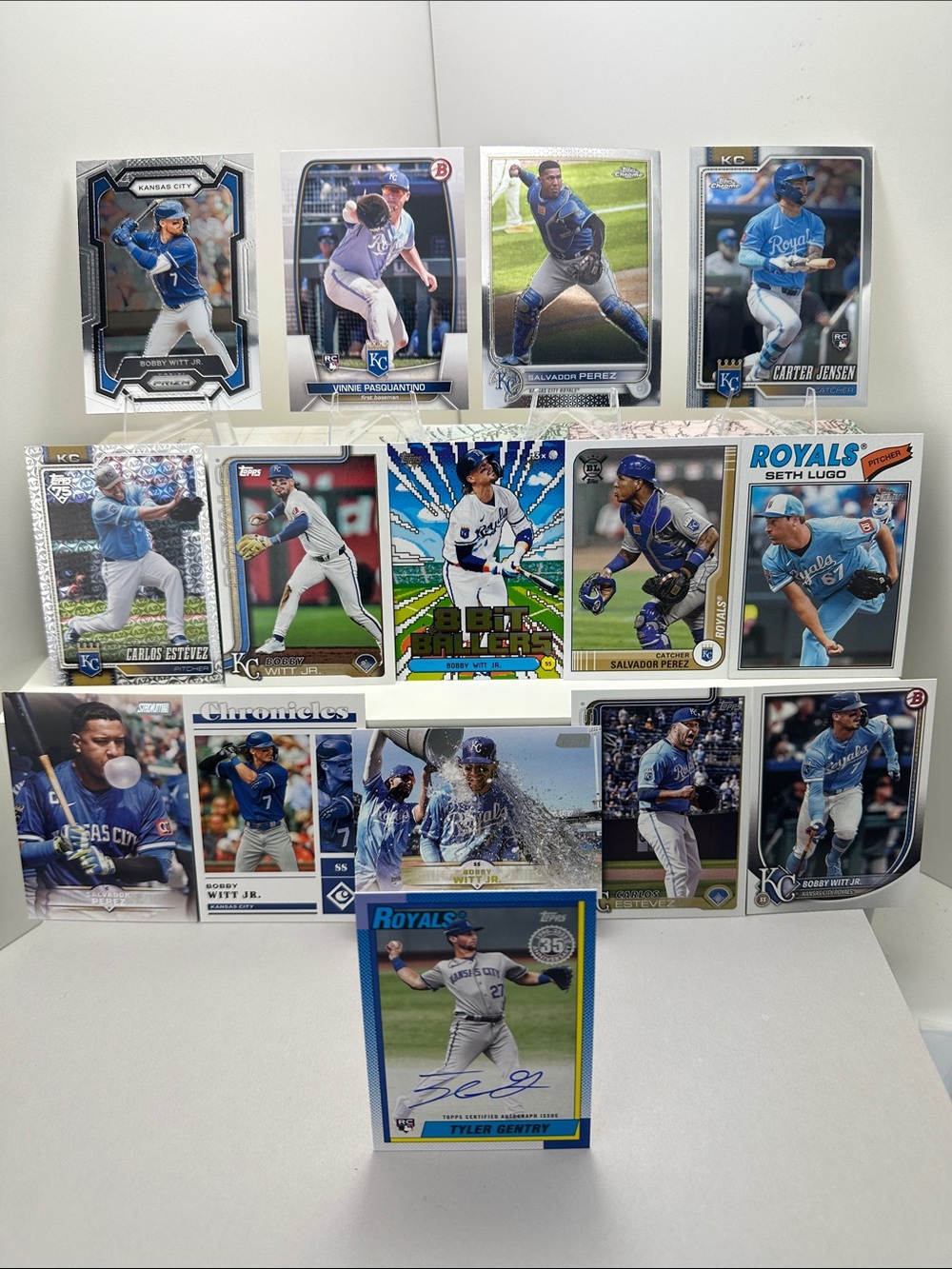 Tyler Gentry On-Card Auto Royals w/ Pasquantino/Jenson rookies +Bobby Witt Jr